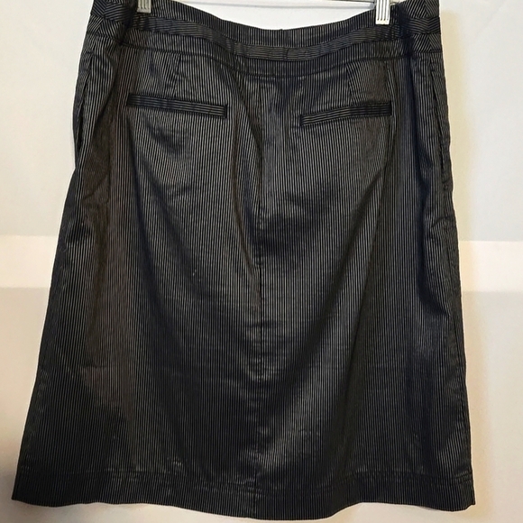 Talbots, Skirt, Sz 14, Black, Silver, Striped, Pockets, Buttons, Cotton, Linen - Picture 8 of 11